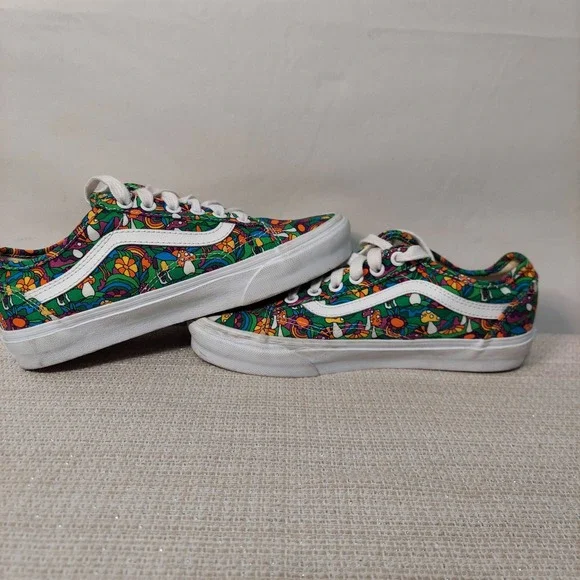 Vans Old Skool Psychedelic Mushroom Floral Print Sneakers Womens 6.5/Men 5 - Picture 6 of 8